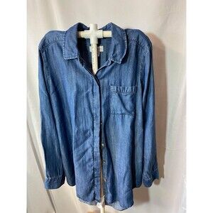 Liz Claiborne Woman's Long Sleeve Denim Button Up Large Shirt
